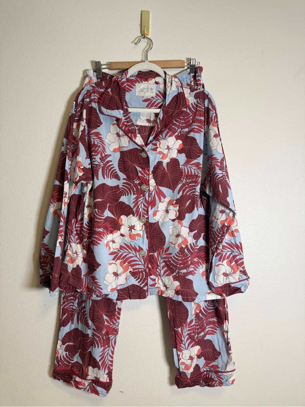 The Cat's Pajamas tropical floral print pajama 100% cotton sz XL - Picture 9 of 10